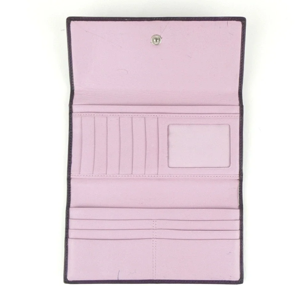 Coach Purple Leather Trifold Checkbook Wallet